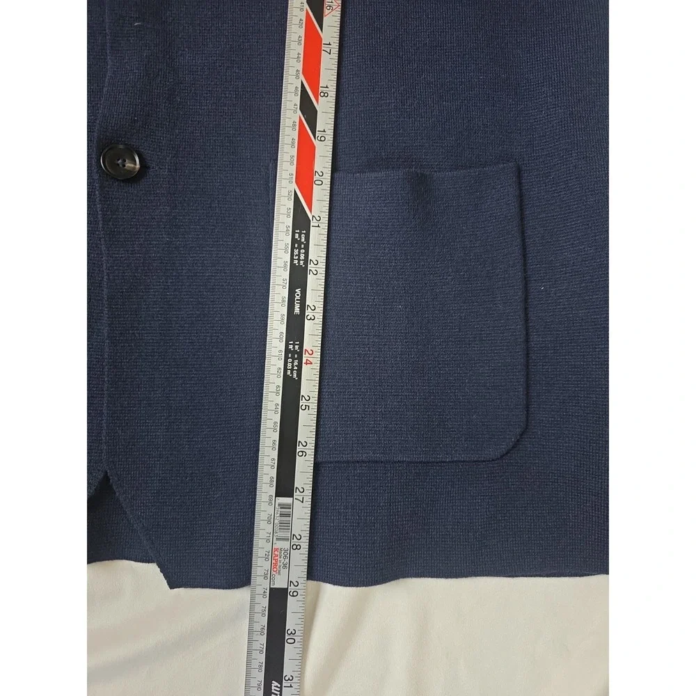Collars & Co. Men's Large Milano Luxury Knit Sweater Blazer Navy Blue Maverick